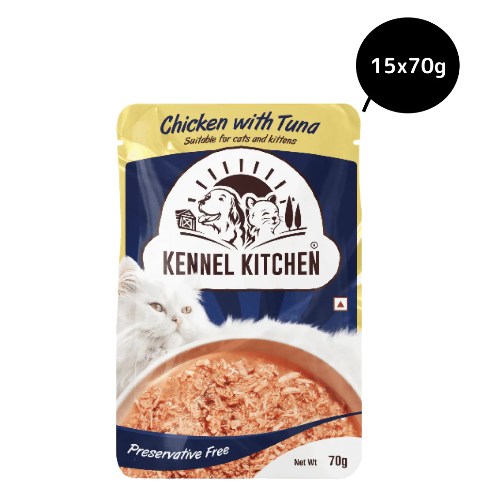 Kennel Kitchen Chicken with Tuna Shreds in Gravy Wet Food and Creameroo Crab with Mackerel Creamy Cat Treats Combo - Image 13