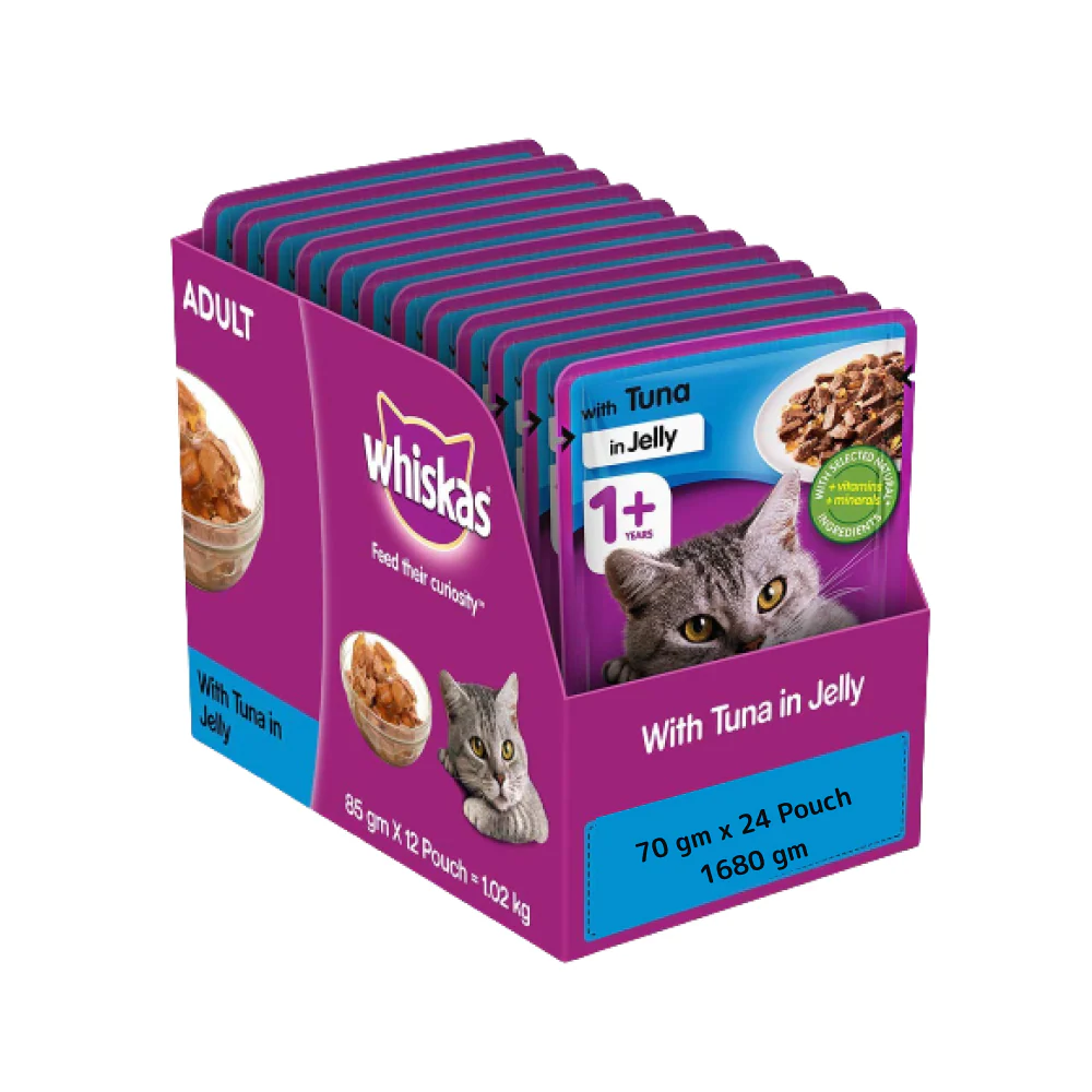 Whiskas Tuna in Jelly Meal and Chicken With Salmon Wakame Seaweed in Gravy Tasty Mix Adult Cat Wet Food Combo - Image 6
